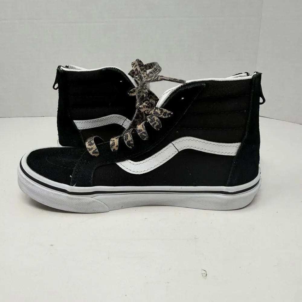 VANS High Top Off The Wall Zip Heel Cheetah Heart Kids Size 2.0 Skate